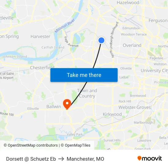 Dorsett @ Schuetz Eb to Manchester, MO map