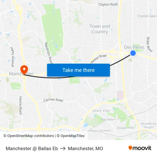 Manchester @ Ballas Eb to Manchester, MO map