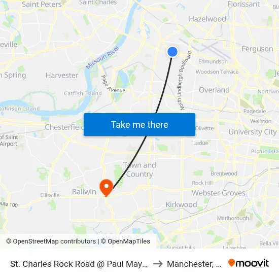 St. Charles Rock Road @ Paul Mayer Eb to Manchester, MO map