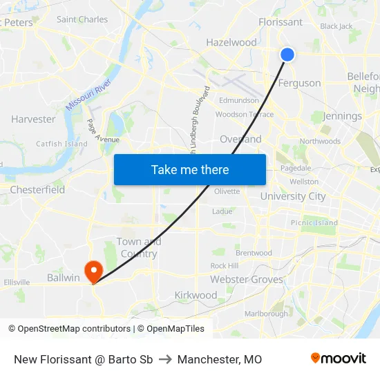 New Florissant @ Barto Sb to Manchester, MO map