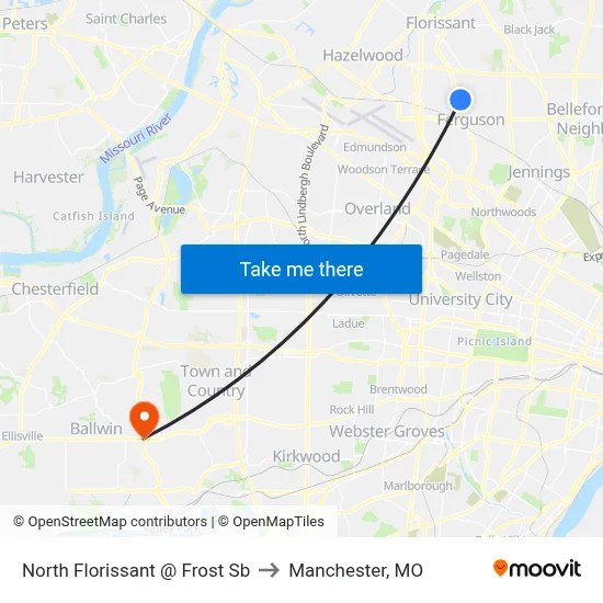 North Florissant @ Frost Sb to Manchester, MO map