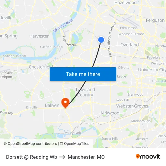 Dorsett @ Reading Wb to Manchester, MO map