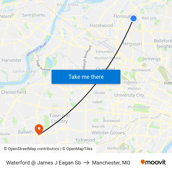 Waterford @ James J Eagan Sb to Manchester, MO map