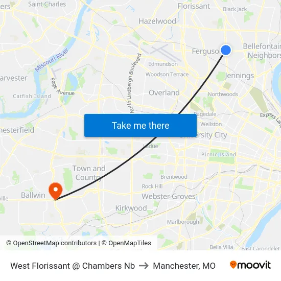 West Florissant @ Chambers Nb to Manchester, MO map