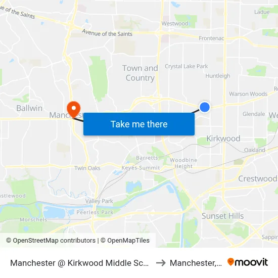 Manchester @ Kirkwood Middle School Wb to Manchester, MO map