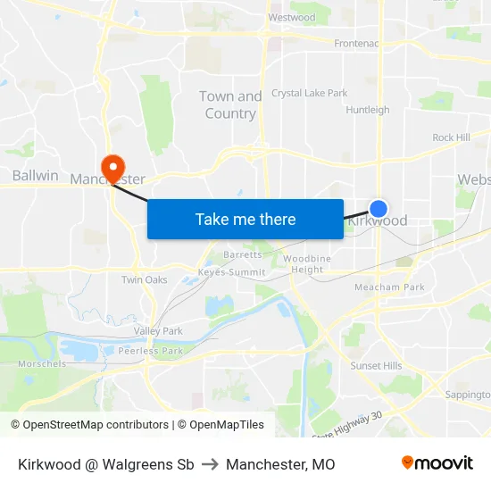 Kirkwood @ Walgreens Sb to Manchester, MO map