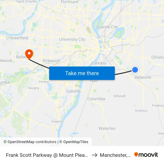 Frank Scott Parkway @ Mount Pleasant Sb to Manchester, MO map