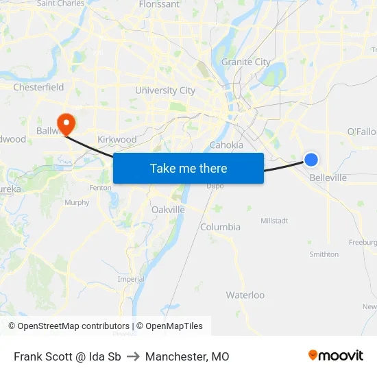 Frank Scott @ Ida Sb to Manchester, MO map