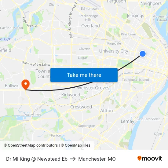Dr Ml King @ Newstead Eb to Manchester, MO map