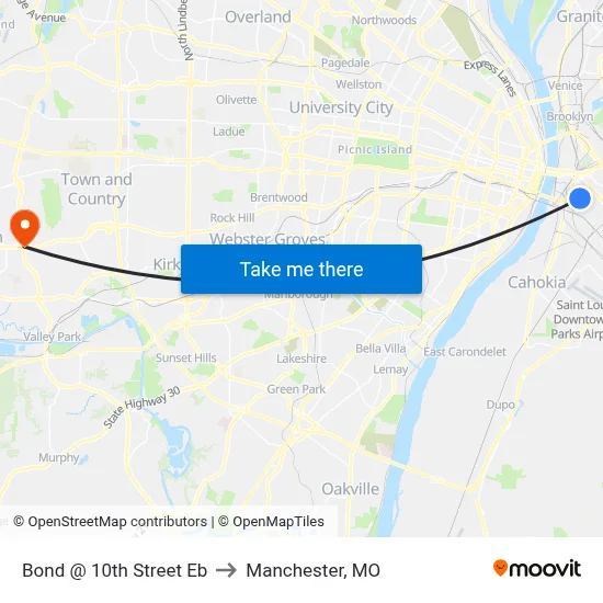 Bond @ 10th Street Eb to Manchester, MO map