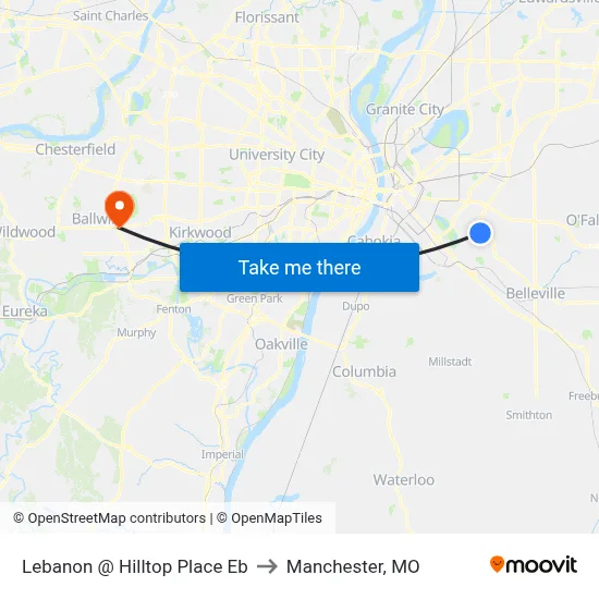 Lebanon @ Hilltop Place Eb to Manchester, MO map