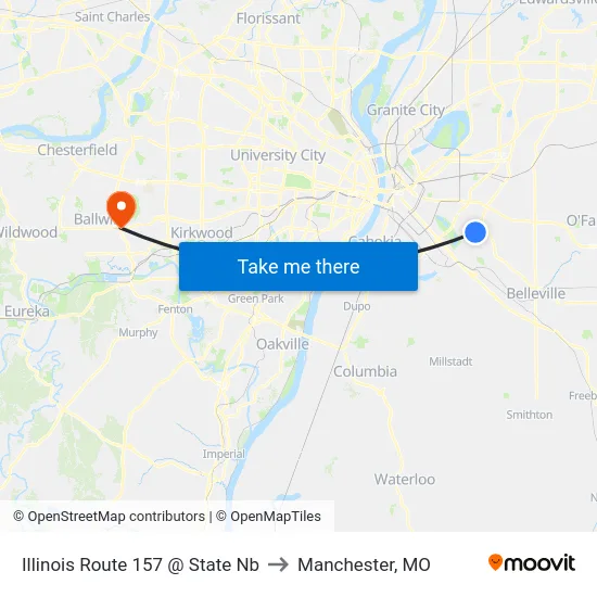 Illinois Route 157 @ State Nb to Manchester, MO map