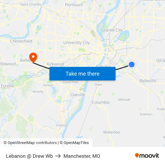 Lebanon @ Drew Wb to Manchester, MO map