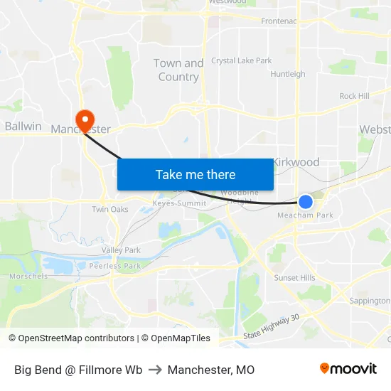 Big Bend @ Fillmore Wb to Manchester, MO map