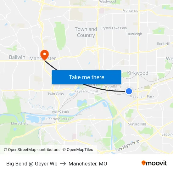 Big Bend @ Geyer Wb to Manchester, MO map