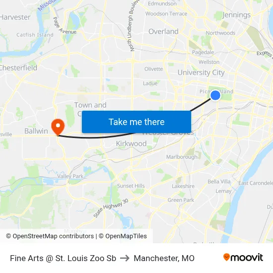 Fine Arts @ St. Louis Zoo Sb to Manchester, MO map