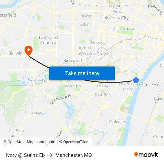 Ivory @ Steins Eb to Manchester, MO map