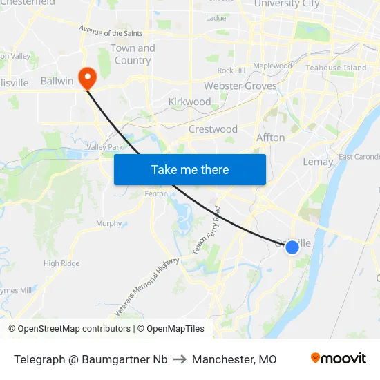 Telegraph @ Baumgartner Nb to Manchester, MO map