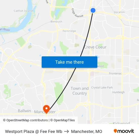 Westport Plaza @ Fee Fee Wb to Manchester, MO map