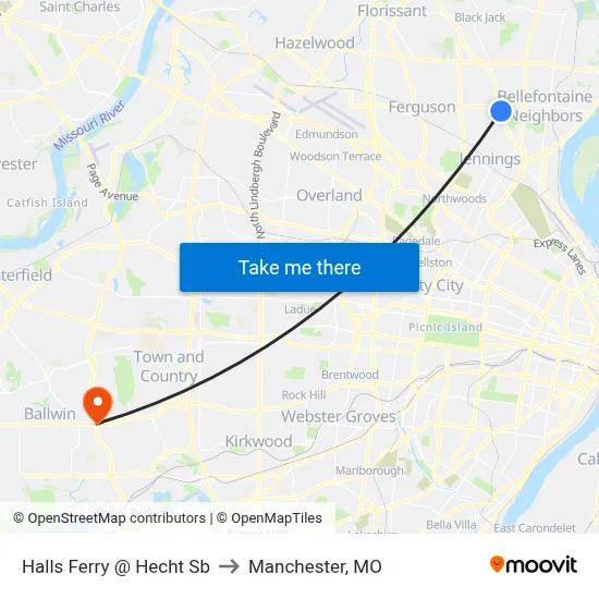 Halls Ferry @ Hecht Sb to Manchester, MO map