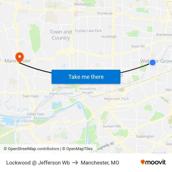 Lockwood @ Jefferson Wb to Manchester, MO map