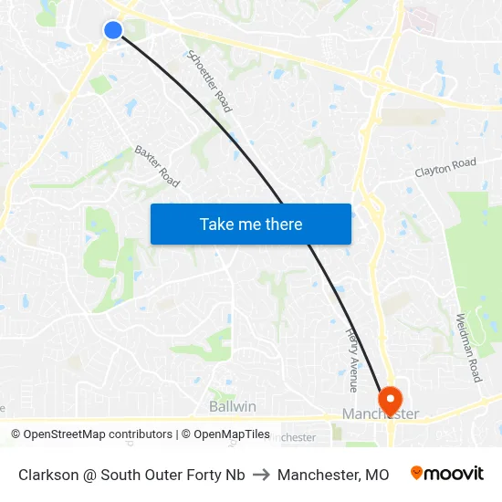 Clarkson @ South Outer Forty Nb to Manchester, MO map