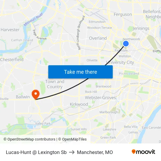 Lucas-Hunt @ Lexington Sb to Manchester, MO map