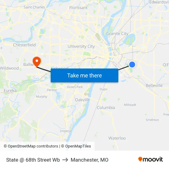 State @ 68th Street Wb to Manchester, MO map