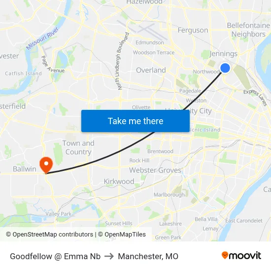 Goodfellow @ Emma Nb to Manchester, MO map
