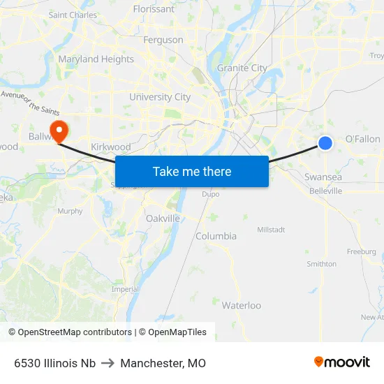 6530 Illinois Nb to Manchester, MO map
