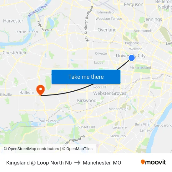 Kingsland @ Loop North Nb to Manchester, MO map