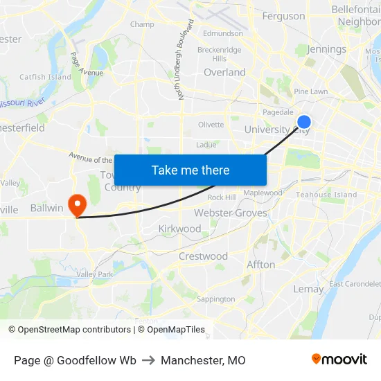 Page @ Goodfellow Wb to Manchester, MO map