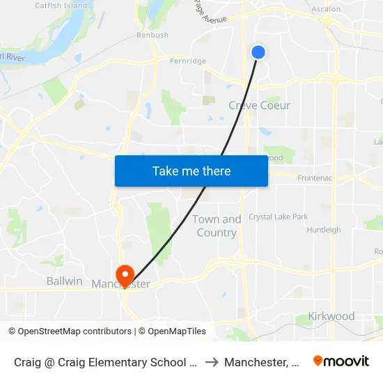 Craig @ Craig Elementary School Nb to Manchester, MO map