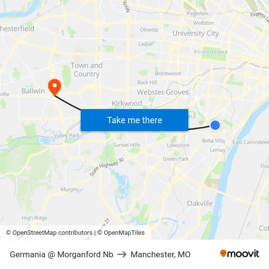 Germania @ Morganford Nb to Manchester, MO map