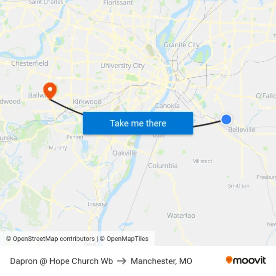 Dapron @ Hope Church Wb to Manchester, MO map