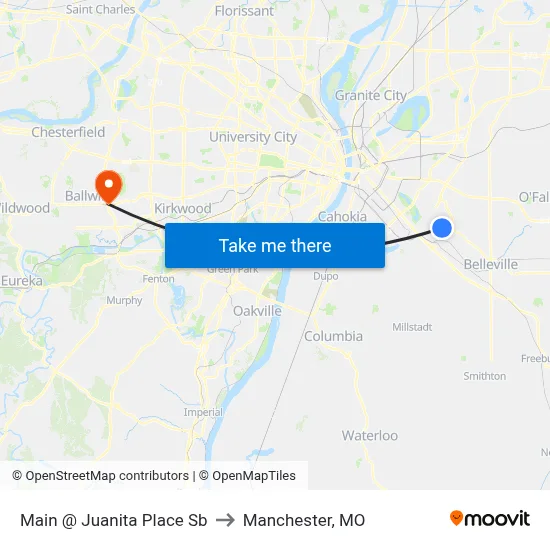 Main @ Juanita Place Sb to Manchester, MO map