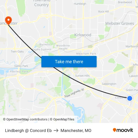 Lindbergh @ Concord Eb to Manchester, MO map