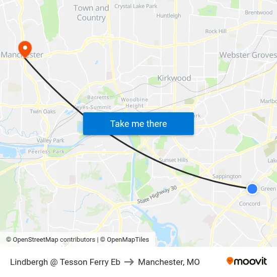 Lindbergh @ Tesson Ferry Eb to Manchester, MO map