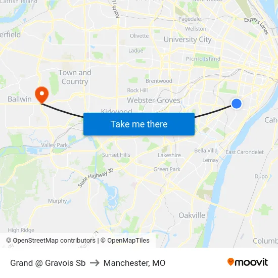 Grand @ Gravois Sb to Manchester, MO map