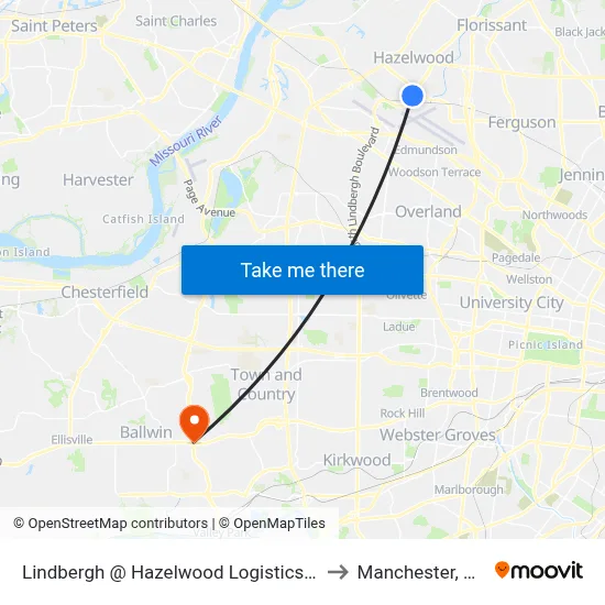 Lindbergh @ Hazelwood Logistics Nb to Manchester, MO map