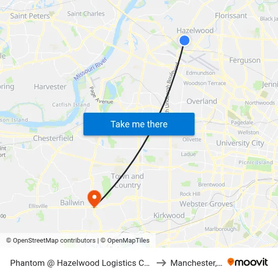 Phantom @ Hazelwood Logistics Center Nb to Manchester, MO map