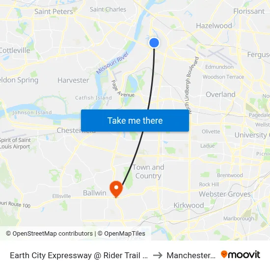 Earth City Expressway @ Rider Trail South Nb to Manchester, MO map