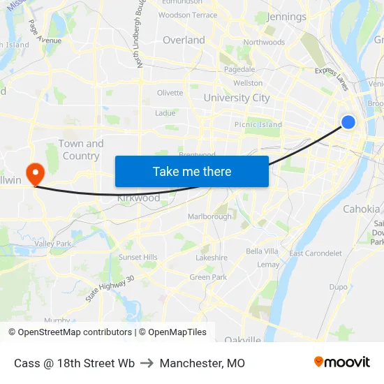 Cass @ 18th Street Wb to Manchester, MO map