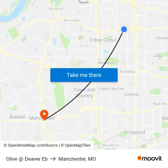 Olive @ Deaver Eb to Manchester, MO map