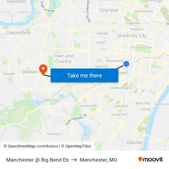 Manchester @ Big Bend Eb to Manchester, MO map