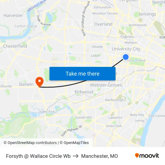 Forsyth @ Wallace Circle Wb to Manchester, MO map