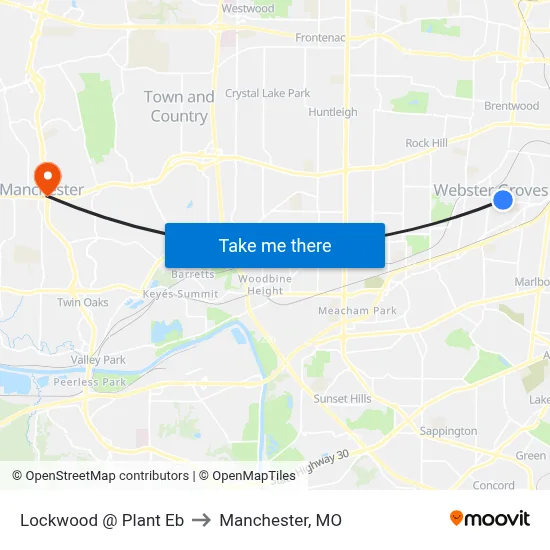 Lockwood @ Plant Eb to Manchester, MO map