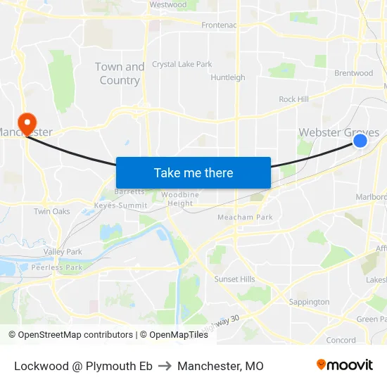 Lockwood @ Plymouth Eb to Manchester, MO map