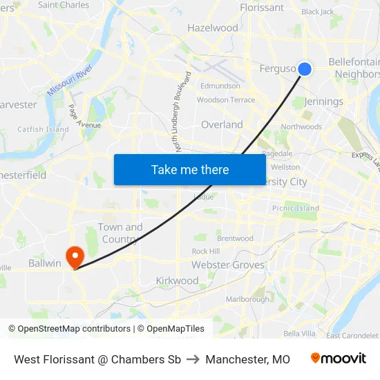 West Florissant @ Chambers Sb to Manchester, MO map