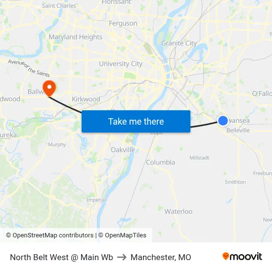North Belt West @ Main Wb to Manchester, MO map